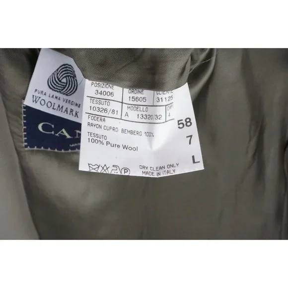 Canali Light Taupe Tan 100% Pure Wool 2 Pc Suit Jacket Pants Sz 48L